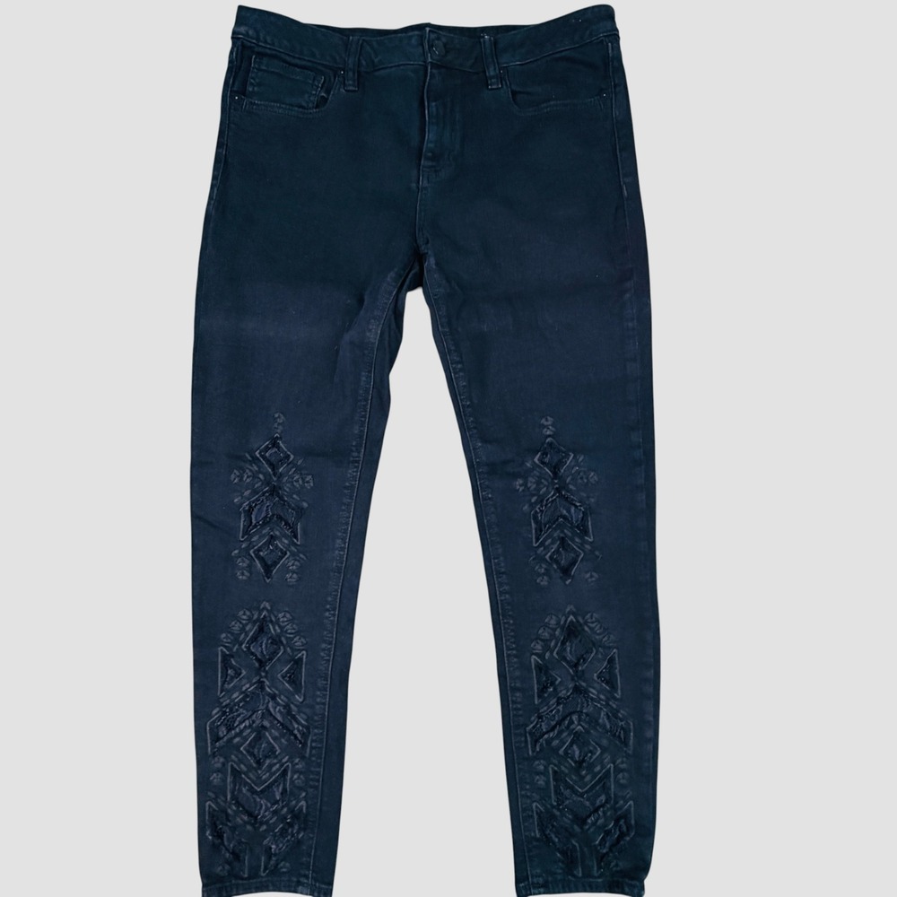 Miss Me Jeans Womens 31 (32x26) Black Lace Aztec Cutout Embellished Ankle Skinny